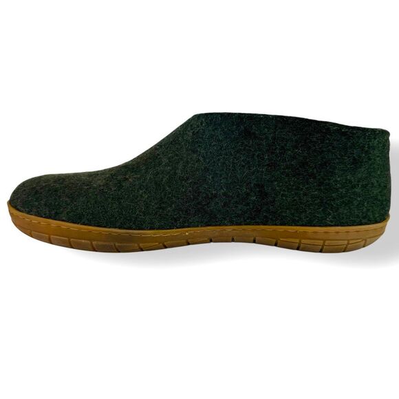 Glerups Wool Slip On Shoes Slippers Loafers Forest Green Honey Rubber 46 / 12 - Picture 4 of 12